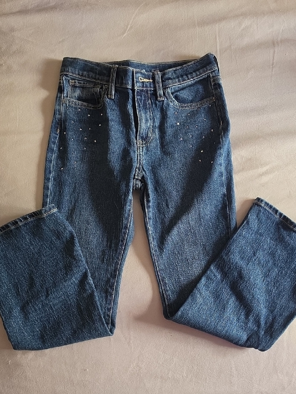 Old Navy Dark Blue Flare Leg Jeans with Stud Accents